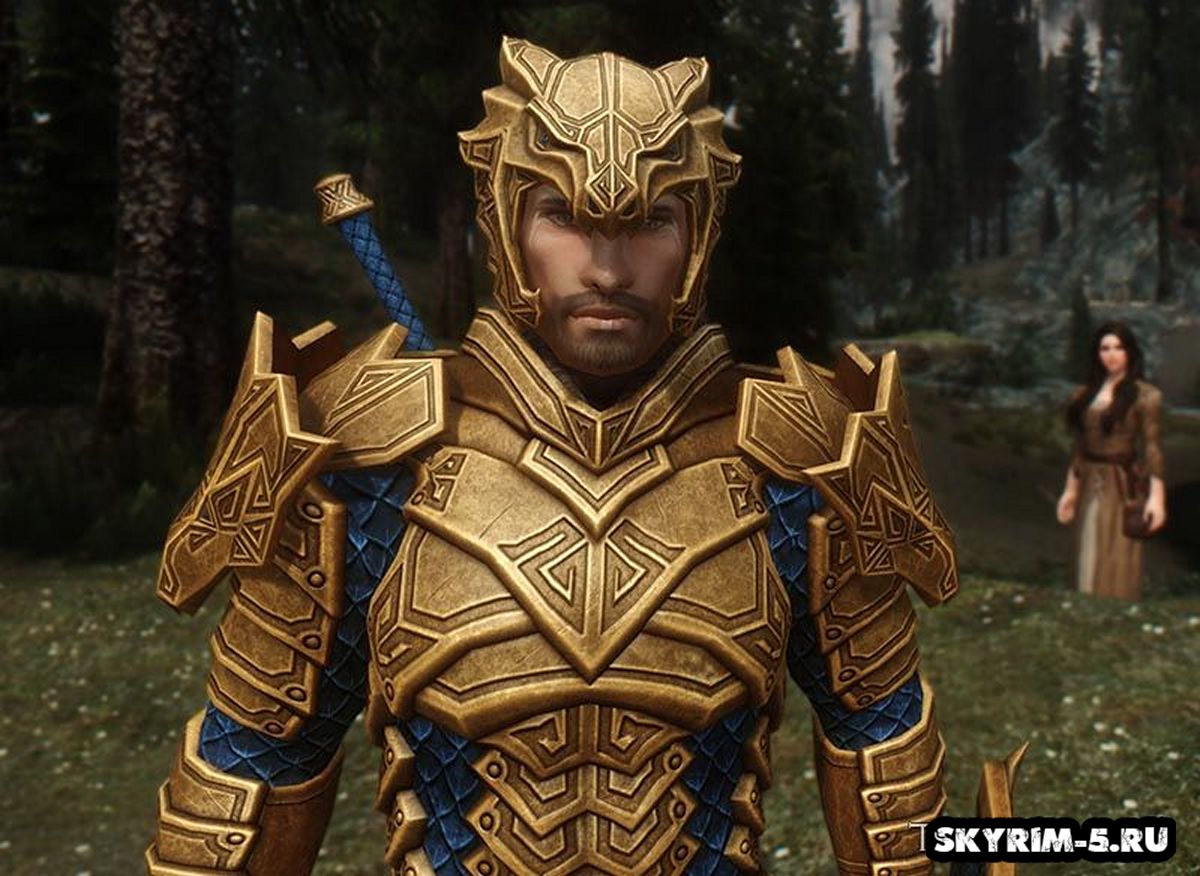 Мод добавляет в Skyrim новый вариант драконьей резной брони в золотом цвете...